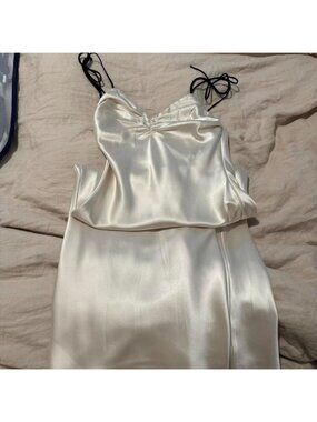 Saints & Secrets white satin midi dress Size Small